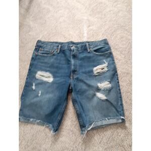 Levi's Men's Custom Patch Distressed Shorts Waist 42 Blue Denim